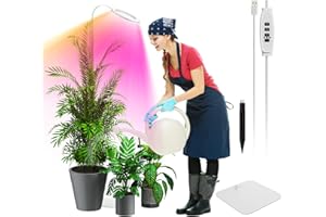 YUYMIKA Plant Grow Light, Full Spectrum for Indoor Plants, 3 Colors LED Growing Lamp with Stand, 3/9/12H Auto On/Off Timer, Height Adjustable, Halo Growing Lamp for Large & Small Plant Light