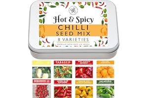 THE LITTLE TREES BEES & SEEDS COMPANY Gardening Gifts Heirloom Chilli Pepper Seed Kit: 8 Hot & Spicy Chilli Seed Varieties Included in This Grow Your Own Chilli Seed Tin, Great Gift for Adults and Kids