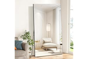 ‎BRISAFE brisafe 180 x 100 cm Vollausmaßes Spiegel Übergrößes Kornsicheres Stehendes Spiegel, 0,04 mm Nano-Film Ultraleicht Standspiegel für Fitnessstudio, Zuhause, Wohnzimmer, Schlafzimmer, Schwarz