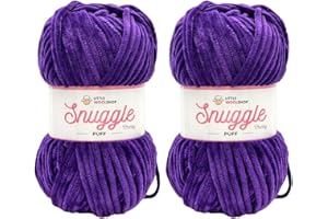 LITTLE WOOL SHOP LittleWoolShop Snuggle Puff Chunky Chenille Yarn 100g - 100% Supersoft Polyester (Grape Jelly 723, Pack of 2)