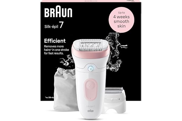 Braun Silk-épil 7 7-030 Épilateur pour femme Blanc/rose flamant rose