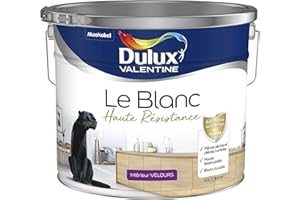 Dulux Valentine Le Blanc Haute Resistance - Peinture Intérieure Murs, Plafonds et Boiseries - Pièces sèches et humides - Velours Blanc 10 L