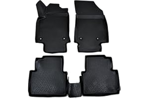 J&J AUTOMOTIVE | Tapis De Sol en Caoutchouc 3D Exclusive Compatible avec Crossland X Depuis 2017, Bord Haut, Inodore, Noir, Antidérapant