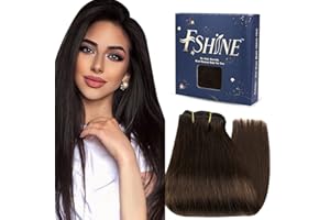Fshine Extension Capelli Veri Tessitura Marrone Scuro Capelli Cucite Extension 30CM 80g Hair Extension Capelli Matassa Brazilian Lisci Extension Remy Bundles Capelli #2