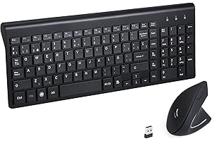 FONICER Combinación de ratón y Teclado ergonómico Vertical inalámbrica de 2,4 GHz tamaño portátil ultradelgado para computadoras de Escritorio de PC computadoras portátiles tabletas Mac