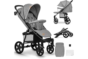 LIONELO Annet Buggy bis 22 kg mit Liegefunktion, Kinderwagen klein zusammenklappbar mit Zubehör, Eva-Schaum-Räder, Moskitonetz, Fußdecke Getränkehalter, Korb