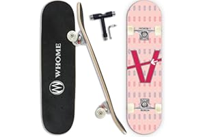 WHOME Pro Skateboard Completo para Niño Niña/Adulto Principiante/Pro - 31 x 8 Pulgada Patineta Estándar 8 Capas Alpine Maple Deck ABEC-9 Incluyen T-Tool