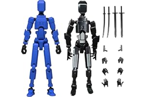 WUSANNA Titan 13 Action Figure, 2 Pezzi Action Figure con Giunti Multipli, Per Bambini AdultiAction Figure Stampate in 3D, Action Figure T13, Action Figure Lucky 13, Decorazione Desktop (Nero+Blu)