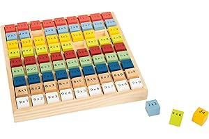 small foot 11163 Table de multiplication multicolore "Educate" en bois, avec 82 cubes numériques pour apprendre le petit 1x1, à partir de 6 ans