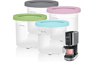 ZoneYan Pojemnik na lody Ninja Creami, 4 sztuki, szczelne, do lodów wielokrotnego użytku, do maszynki do lodów Ninja NC301, NC300, NC299AMZ, CN305A, CN301CO