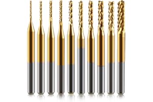 Trvoxviq 10 frese in metallo duro, codolo 1/8 in titanio coat CNC, fresa da intaglio, fresa a a testa girevole, strumento per incisione per PCB/SMT/legno duro/circuito/fibra, 0,8-3,0 mm