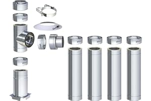 H&M GERMANY H&M DW New-Line Chimney Package 5.2 m Diameter 130 mm Stainless Steel Construction Kit Double-Walled 25 mm Insulation 0.5 mm Wall Thickness Design Outdoor Fireplace Set Wood Stove Fireplace Insert