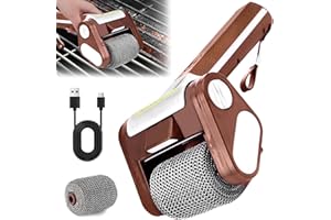 PIPIHOME Electric Grill Brush Bristle Free, BBQ Cleaning Brush, 304 Stainless Steel Grill Cleaner, Cordless BBQ Cleaning Kit with LED, Detachable 350 RPM Stainless Roller, BBQ Accessories Kitchen Outdoor
