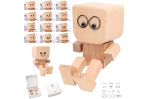 KUNAXKU Figurines en bois, décoration de voiture drôle avec tête hochante, ornements de voiture en bois faits à la main, figurines d'action, ornements de bureau, cadeaux pour hommes, cadeaux de bureau