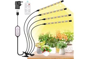 LUOCAI Grow Lights for Indoor Plants Full Spectrum LED Grow Light with Timer 80 LEDs 4 Arm, 6500K/3000K/660nm Grow Lamp for Seedlings and Succulents with Remote Controls, 10 Dimming Level, 360°Adjustable
