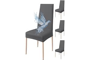 Poligino Fundas Sillas de Comedor Pack 4 Impermeable, Fundas para Sillas Elástica, Suave y Confortable, Gris Oscuro
