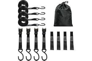 Brynlex 4 Piezas Cinchas de Amarre, 4.5M Correa de Amarre, Cinta de Amarre, Trinchas de Sujeción, Tensor de Carraca, Eslingas de Amarre Pequeñas, Cuerda con Tensor de Carraca