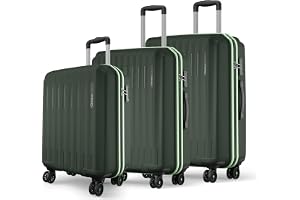 Safari Genius Alley Set of 3 (Cabin + Medium + Large) Trolley Bags Hard Case Polypropylene, 4 Wheels, 360 Degree Wheeling Luggage, Suitcase for Travel, Trolley Bags for Travel, Deep Forrest
