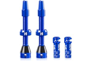 HZJD 2Piezas Válvula para Tubeless, Azul, Extracción de radios del núcleo integrada(44 mm)
