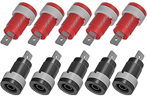 Cleqee 10 Stück 4mm Bananenbuchsen Panel-Montage-Steckdosen Adapter Rot & Schwarz für 4mm Bananenstecker