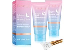 FROVETANI Maschera Collagene Viso, Collagen Night Wrapping Mask, Maschera Del Collagene Maschera Peel Off Di Notte, Migliorare L'elasticità Della Pelle, Hydration,Levigare eRassodare Durante la Notte (2 Pezzi)