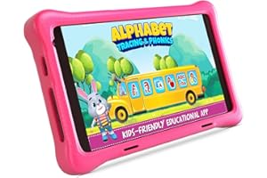 Byxsb 8 inch Kids Tablet 32GB ROM Android 12 Tablet for Kids with 1280 * 800 Display, Eye Protection, Parental Control, WiFi, Bluetooth, Kid-Proof Case (Pink)