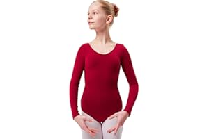 tanzmuster Ballettanzug Mädchen Langarm - Lilly - (Größe 92-170) aus Baumwolle, Ballettbody Kinder Ballett Trikot