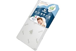 DOLCI SOGNI Materasso Lettino 60x120 cm Spessore 14 cm, OEKO-TEX® e CertiPUR™ Materasso Culla Bambino per Lettino Neonati, Fodera in Aloe Vera Sfoderabile e Lavabile, Materasso Lettino Neonato