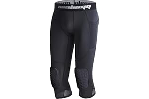 COOLOMG Pantalon de basket-ball avec genouillères pour enfant - Collant de compression 3/4 - Legging rembourré - Pantalon capri réutilisable