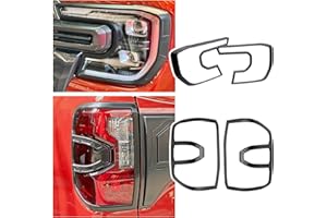 JHCHAN Light Cover for Ford Ranger 2023-2025 Accessories Next Gen Wildtrak Platinum Raptor T9 Headlight and Rear Light Guard Surround Protector Kit Garnish Bezels Trims
