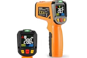 AIDBUCKS Thermomètre infrarouge Janisa Ad6530b Laser Digital sans contact IR Pistolet de température écran couleur -50 °C à 800 °C avec 12 point Fonction de Alarme de température d'ouverture