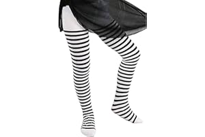 REDSTAR FANCY DRESS Childrens Black and White Striped Girls Tights World Book Day Witch Fancy Dress Age 6-12 Years