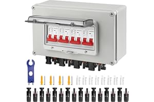 CISSIYOG Überspannungsschutz PV, DC Trennschalter Pv Anlage DC12v-DC400v 4-String, 2P 30A Wasserdichte Solar-Combiner-Box Zur Wandmontage, Ip67 Wasserdichter Lasttrennschalter FüR Solar-PV-System