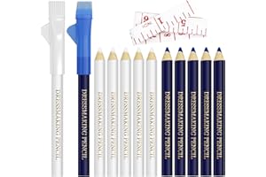 BD-HEREGO 12 Pcs Sewing Pencil for Fabric, Water Soluble Fabric Marking Pencil with Caps and Tape Measure, Tailor's Chalk Tracing Tools for Quilting Tailoring Embroidery Dressmakers DIY Crafts (Blue & White)