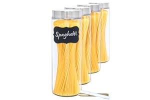 LG Luxury & Grace Set di 4 Barattoli di Vetro, 1,75 L (31x10 cm). Contenitori in Vetro Borosilicato con Coperchio in Acciaio Inossidabile.