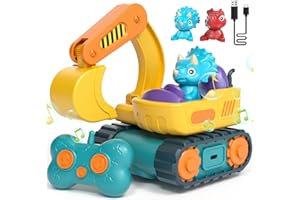 SOGAWEBB Voiture Telecommandé Enfant, Pelleteuse Voiture Télécommandée 2 3 Ans, Jouet Dinosaure Excavateur, Jouet Enfant 2 Ans