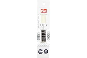Prym Ferri da Maglia a Doppia Punta Ergonomia 15 cm 3,50 mm x 1, Aghi, Albero, Bianco, Taglia unica