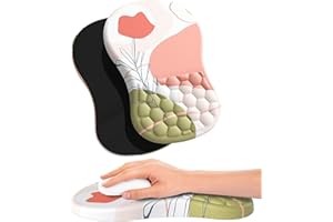 Giecy Alfombrilla de ratón con Soporte para muñeca y diseño de Masaje,Mousepad ergonómico con Almohadilla de Espuma viscoelástica y Base de PU Antideslizante para Juegos y Oficina (Rosa)