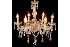 Ridgeyard moderno 6 brazos luces cristal araña viva iluminación techo luminaria lámpara pasillo casa habitación decoración (6 Lights-Dorado)