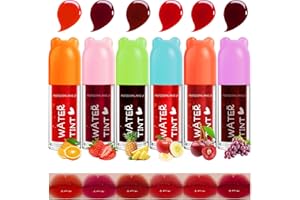 NewBang Lip Tint Stain Set 6 Colors,Fruit Watery Matte Lips&Cheek Tints Multi-use Moisturizing Natural Favor Hydrating Plumping Liquid Lipstick Lightweight Non-Stick Cup Lip Makeup for Women and Girls