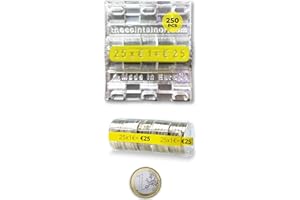 ALEJANDRO FUENTES AF® Lot de 250 rouleau piece de monnaie 1 euro, 250 rangement pieces de monnaie 1euro | Organise et protège votre argent en tubes à monnaie en papier