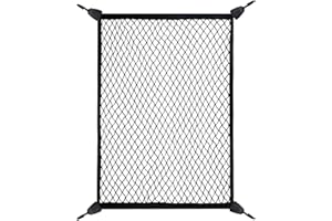 NAAPESI Cargo Net - Elastic Storage Net with 4 Hooks, Nylon Framed Stretch Mesh Pocket, for Roof Rack,Trunk, Trucks, SUV Universal Car Rear Organizer Net, Campervan Accessories, 80 * 60cm (Single layer)