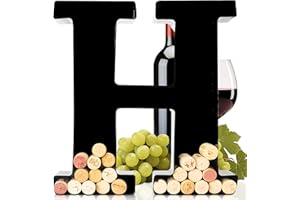 WILL'S Portacorchos para Vino - Letra Monograma de Metal (H), Negro, Grande | Regalos para Amantes del Vino, inauguración de la casa, Compromiso y Despedida de Soltera | Arte de Pared Personalizado