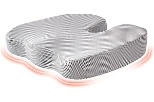 inaepeak Seat Cushion for Office Chair, Memory Foam Seat Cushion for Coccyx Tailbone Pain Relief, Seat Cushions for Office Chair/Car Chair/Wheelchair, Breathable Mesh Cover/Washable/Non-slip(Gray)