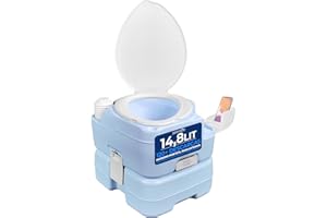 SereneLife WC portatil, Inodoro, Baño, con Bolsa de Transporte, Rociador Manual, Soporte para movil, Interiores, Exteriores, Liviano, Camping, Barcos, Viajes, 15L, 120 descargas