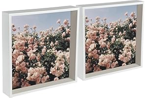 Nicola Spring 3D Shadow Box Photo Frames - 12x12 (30x30cm) - Pack of 2 - White 3D Photo Frame Box Picture Frame Deep Box Large Square Display Case for Crafts, Keepsakes, Wedding, Graduation