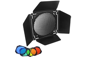 Godox ladugårdsdörr BD-04 med vaxkaka-rutnät och 7 tum standardreflektor, SL-60 MS300 SK400II Bowens-montering LED-videobelys