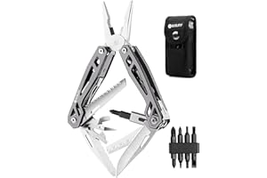 BIBURY Multitool 21 in 1, Geschenke für Männer, Multi-Tool mit Zange Klappmesser, Faltbares Multifunktion Zange Werkzeug mit 4 Bit & Tragbare Tasche für Outdoor Camping, Reparieren-Schwarzer Rand