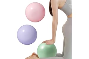 SENLINLIN 3 Stück Pilates Ball 25cm, Weicher, Rutschfester & Verdickter Gymnastikball Klein in Pink, Lila & Grün, mit Blasrohr, Pilates & Yoga Zubehör für Fitnessstudio, Zuhause, Büro
