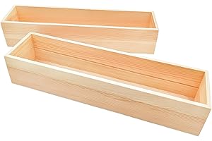 Anktily Paquete de 2 Cajas de Almacenamiento de Madera Sin Terminar, Organizador Rectángulo de 40 x 10 x 8 cm – Envase de Madera Natural Rústico para Decoración de Hogar, Oficina y Espacios